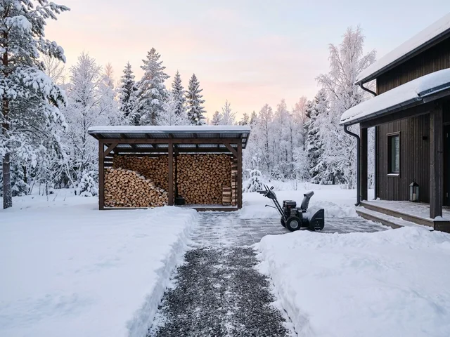 Зимняя расчистка подхода к дровнику в Новокузнецке